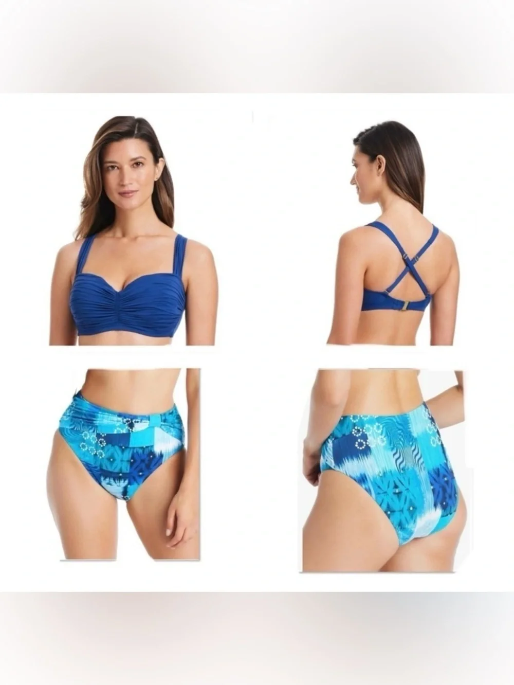 Bleu Rod Beattie Blue Bikini Set Top Size 40D Bottom Size 14